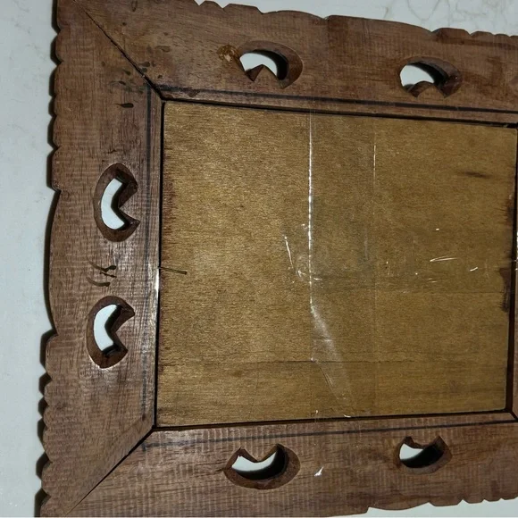 Intricately Carved Brown Wooden Frame - Picture 2 of 2